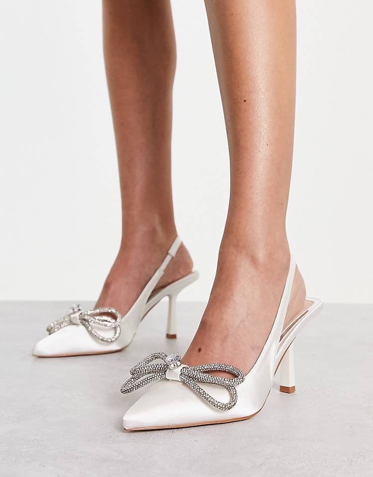 Be Mine Elon mid heel shoes in ivory satin